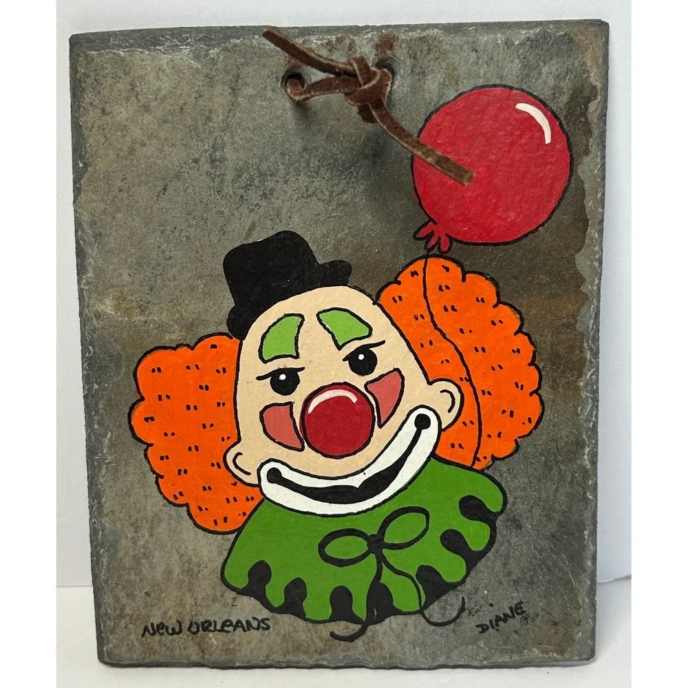 New Orleans Clown Slate Art Wall Decor Hand Painted Bourbon StreetSigned Dianne‎